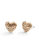 37463847GLD-Signature Quilted Heart Stud Earrings-Crystal