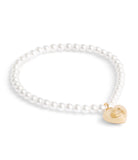 37465096GLD-Pearl Heart Charm Bracelet-Pearl/Gold