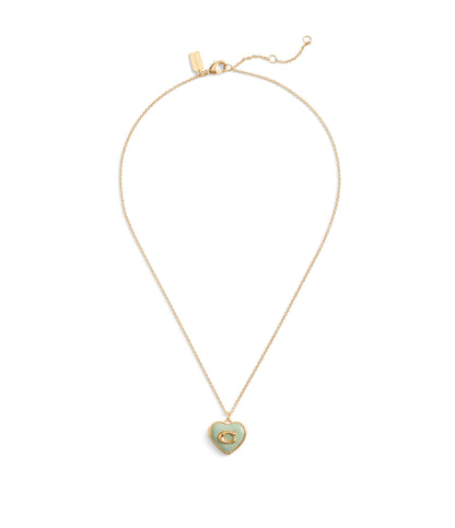 37469933GLD-Enamel Heart Short Pendant Boxed Necklace
