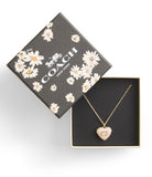 37469933GLD-Enamel Heart Short Pendant Boxed Necklace-PINK