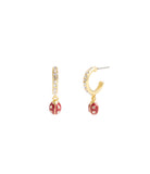 37469952GLD-Ladybug Pave Huggie Earrings-MULTI
