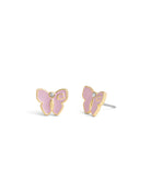 37469961GLD-Enamel Butterfly Stud Earrings-PURPLE