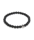 37470372SLV-Mens Bead C Stretch Bracelet-Black