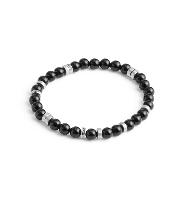 Mens Bead Disk Stretch Bracelet