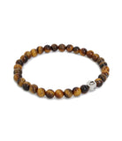 37470375SLV-Mens Semi Bead Stretch Bracelet-Brown