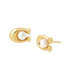 37473741GLD-Earrings & Necklace C Pearl Set