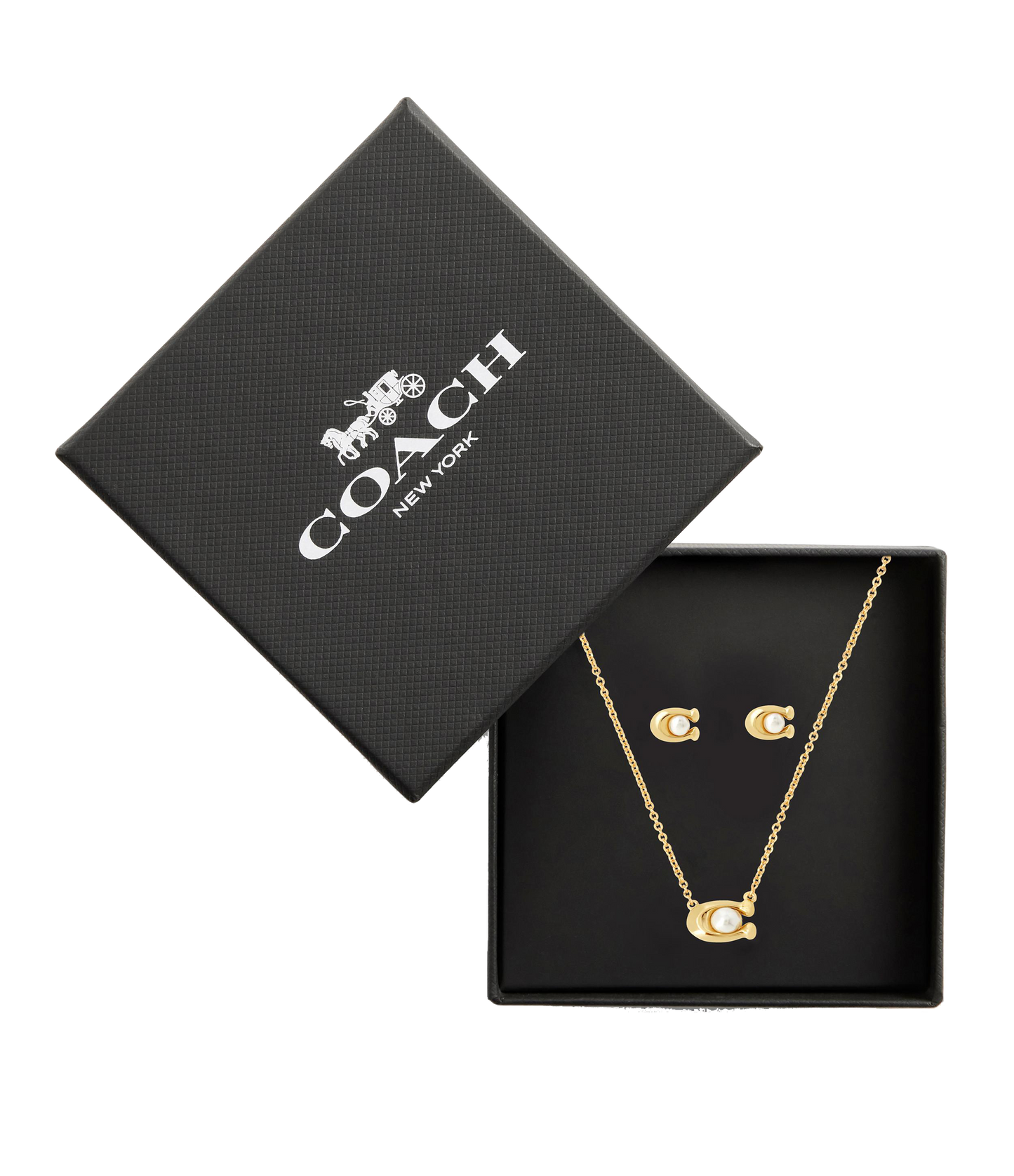 37473741GLD-Earrings & Necklace C Pearl Set-Pearl/Gold