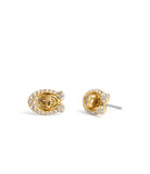 37479033GLD-Pave Turnlock Stud Earrings-Gold