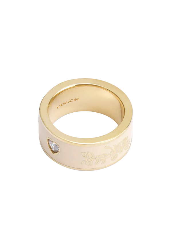 Enamel Horse & Carriage Band Ring