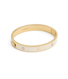 37479035GLD-Signature Horse & Carriage Bangle Bracelet-White/Gold