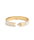 37479035GLD-Signature Horse & Carriage Bangle Bracelet-White/Gold