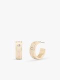 37479036GLD-Enamel Horse & Carriage Hoop Earrings-White