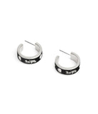 37479036RHO-Enamel Horse & Carriage Hoop Earrings-Black