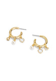 37479040GLD-Signature Charm Hoop Earrings-Pearl