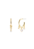 37479040GLD-Signature Charm Hoop Earrings-Pearl