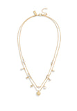 37479041GLD-Signature Charm Layered Necklace-Pearl