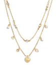 37479041GLD-Signature Charm Layered Necklace-Pearl