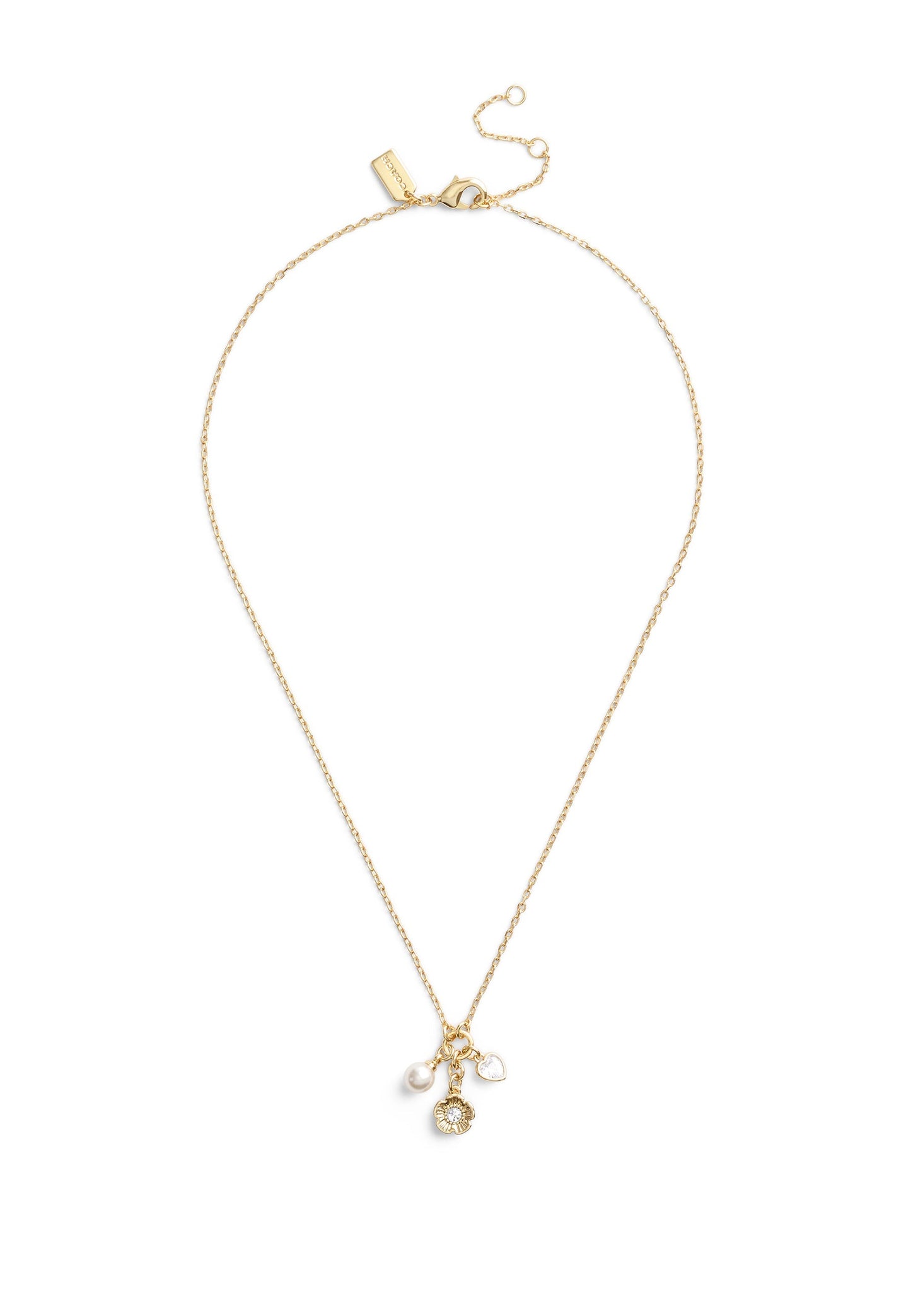 37479043GLD-Signature Charm Cluster Pendant Necklace-Pearl