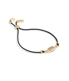 37479049GLD-Leather Padlock Slider Bracelet-Black