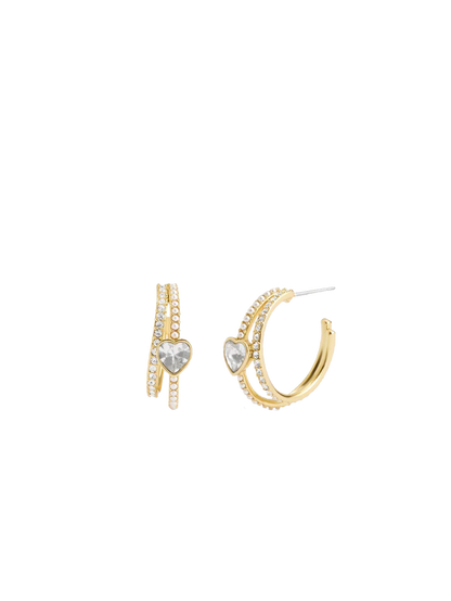 37479219GLD-Heart Pearl Hoop Earrings-Pearl