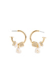 37479225GLD-Signature Enamel Heart Charm Hoop Earrings-White