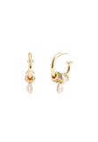 37479225GLD-Signature Enamel Heart Charm Hoop Earrings-White