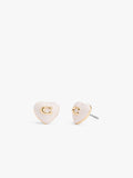 37479226GLD-Enamel Heart Stud Earrings-White