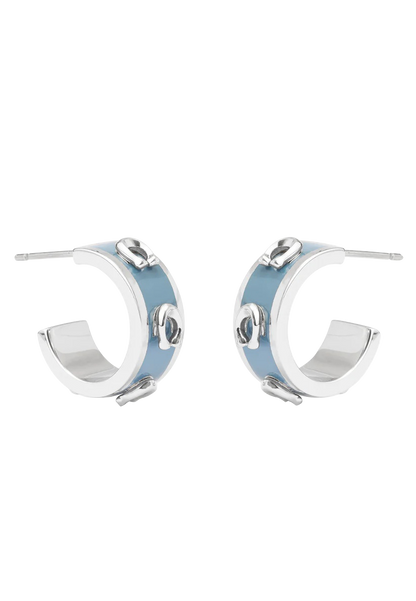 37479242RHO-Signature C Enamel Huggie Earrings-Blue
