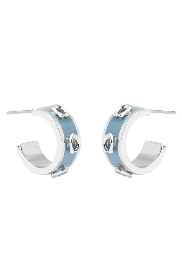 Signature C Enamel Huggie Earrings