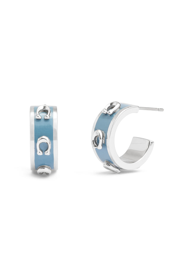 Signature C Enamel Huggie Earrings