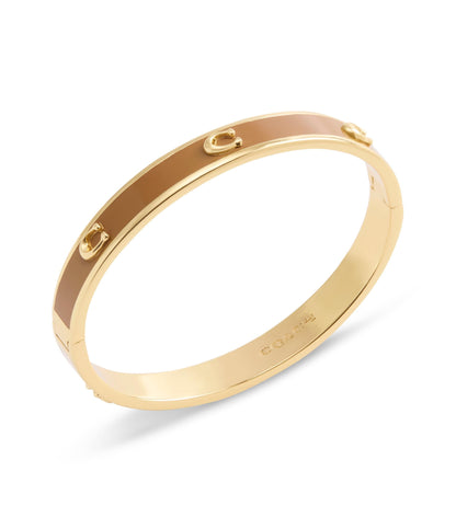 37479243GLD-Signature C Enamel Bangle Bracelet-Brown