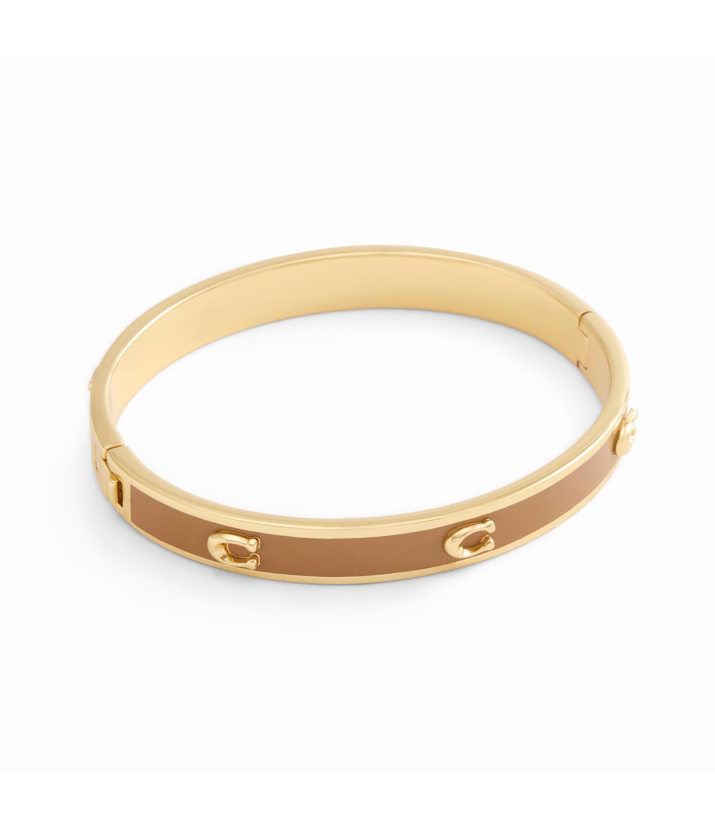 37479243GLD-Signature C Enamel Bangle Bracelet-Brown
