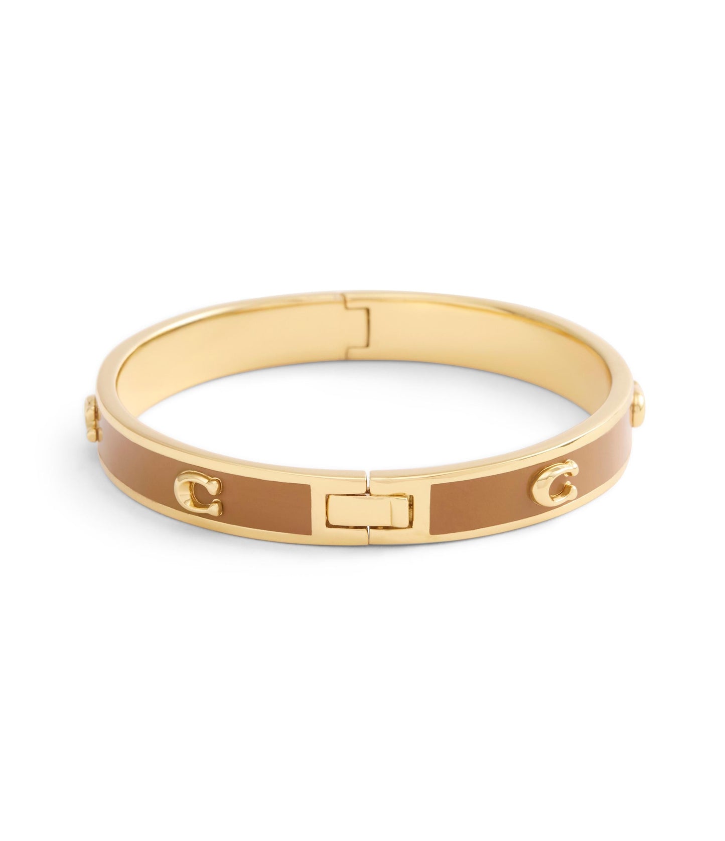 37479243GLD-Signature C Enamel Bangle Bracelet-Brown