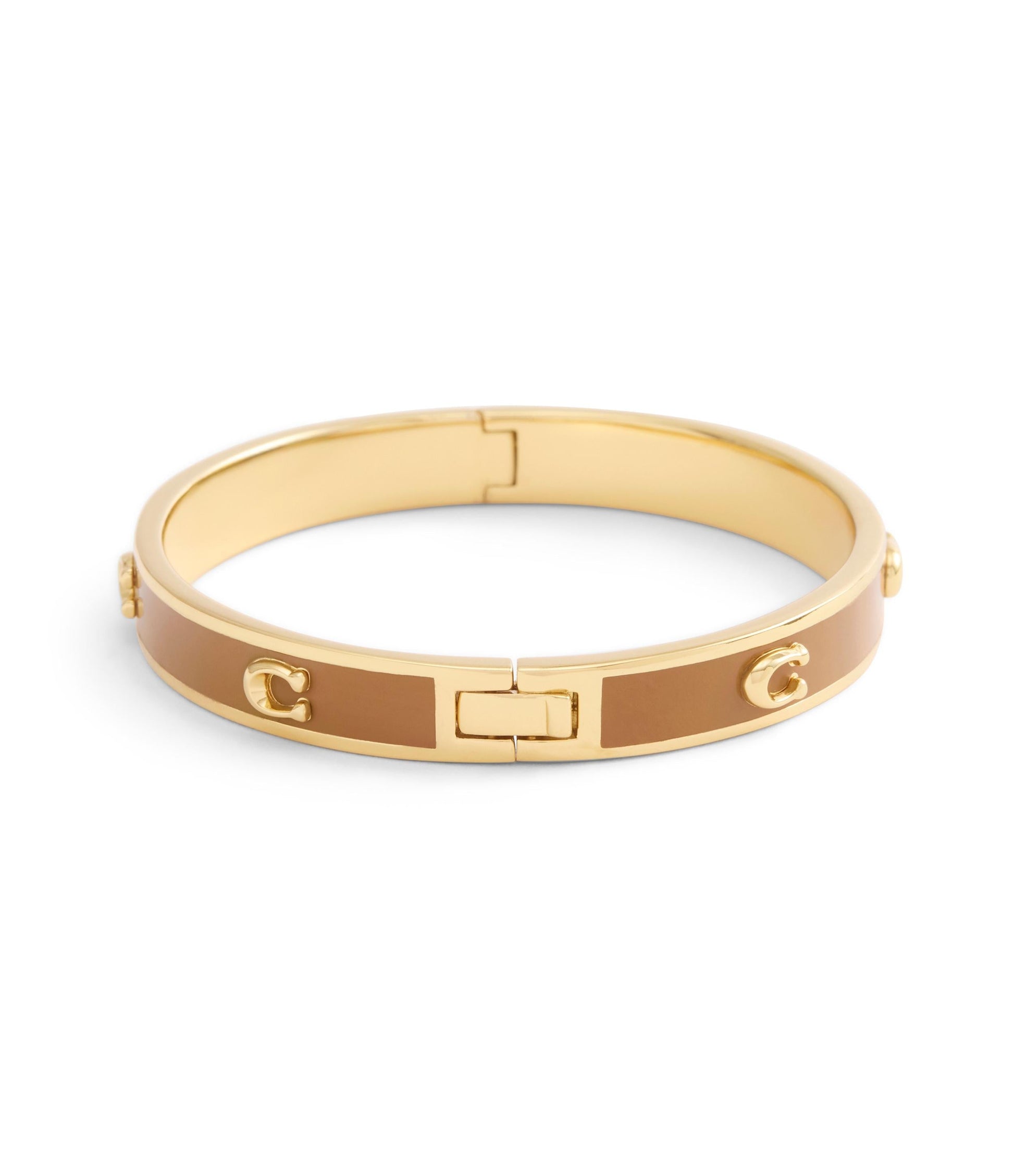 37479243GLD-Signature C Enamel Bangle Bracelet-Brown