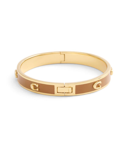 37479243GLD-Signature C Enamel Bangle Bracelet-Brown
