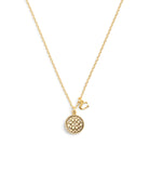 37489422GLD-Signature Quilted Coin Pendant Necklace-Gold