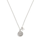 37489422RHO-Signature Quilted Coin Pendant Necklace-Rhodium