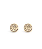 37489424GLD-Signature Quilted Coin Stud Earrings-Gold