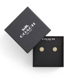 37489424GLD-Signature Quilted Coin Stud Earrings-Gold