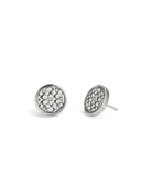 37489424RHO-Signature Quilted Coin Stud Earrings-Rhodium