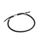 37490335SLV-Men'sSterling Silver Signature Braided Leather Sli-Black