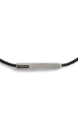 37490336SLV-Men'sSterling Silver Bar Signature Leather Slider -Black