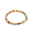 37490337SLV-Men'sSignature Agate Bead Stretch Bracelet-Brown Multi