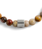 37490337SLV-Men'sSignature Agate Bead Stretch Bracelet-Brown Multi