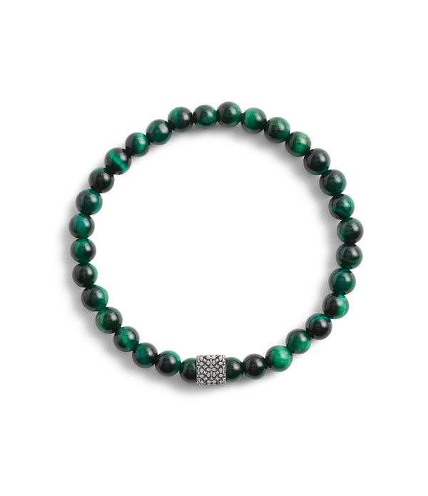 Men'sSignature Green Tiger's Eye Bead Stretch Brac