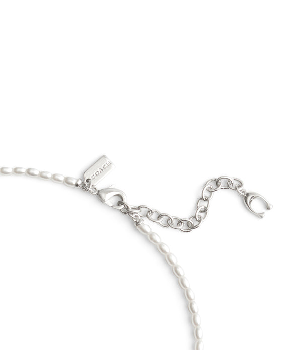 Signature Bowtique Charm Bib Pearl Necklace