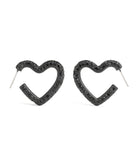 37491609BLK-Pavé Heart Hoop Earrings-Black