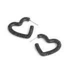 37491609BLK-Pavé Heart Hoop Earrings-Black