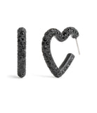 37491609BLK-Pavé Heart Hoop Earrings-Black