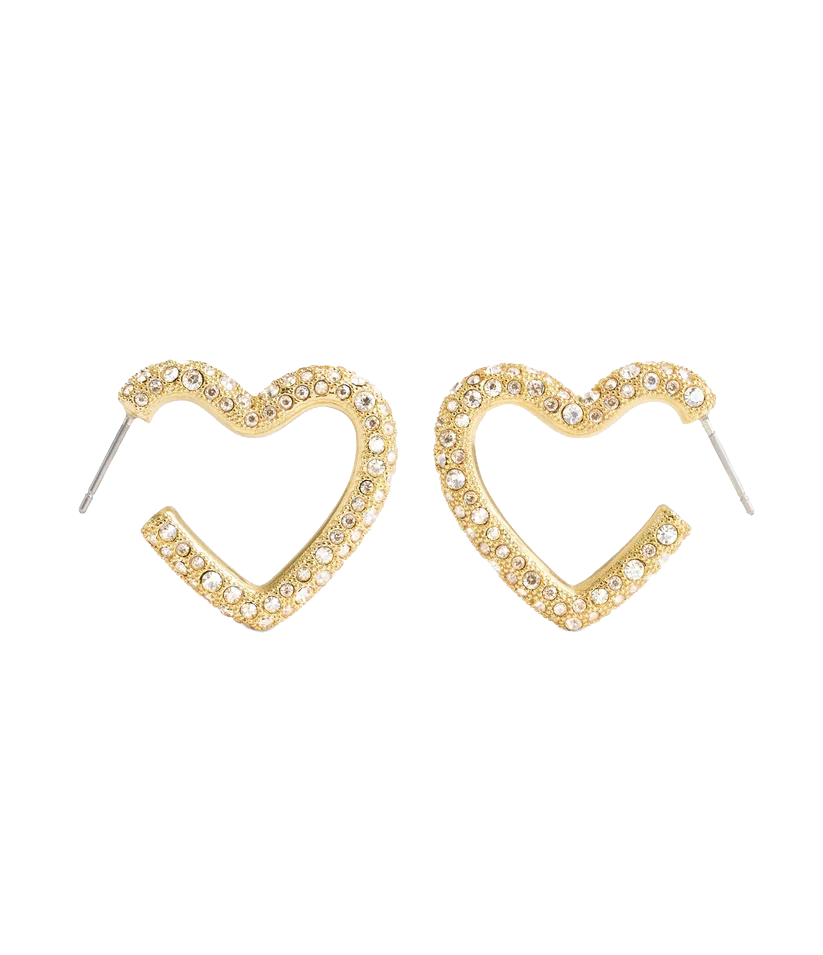 37491609GLD-PavÃ© Heart Hoop Earrings-Gold